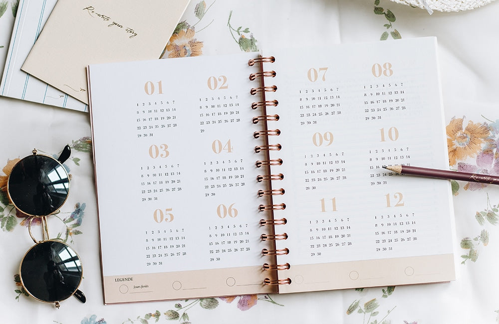 MyblueprintVF - Planner Non Daté Rewrite Your Story Agenda Rêves Développement Personnel Slow Living Semaine Hebdomadaire - Calendrier Annuel