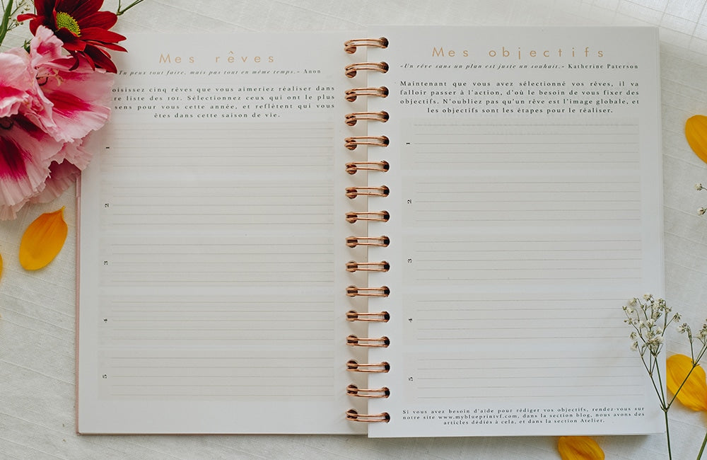 MyblueprintVF - Planner Non Daté Rewrite Your Story Agenda Rêves Développement Personnel Slow Living Semaine Hebdomadaire - Reves et Objectifs