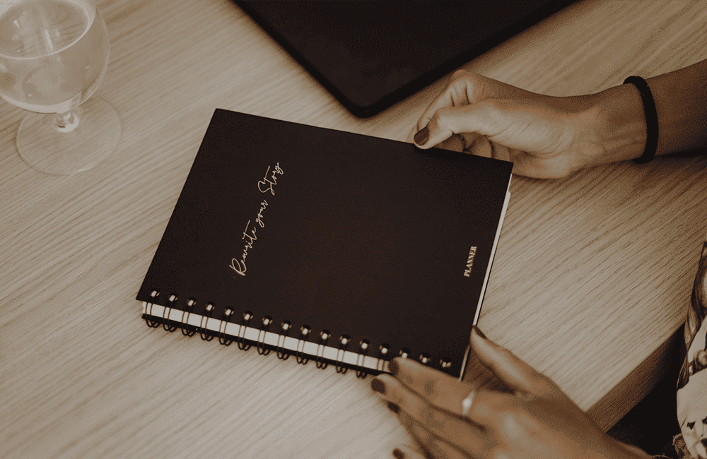 MyblueprintVF - Planner Non Daté Rewrite Your Story Noir Agenda Rêves Développement Personnel Slow Living Couverture noir effet cuir