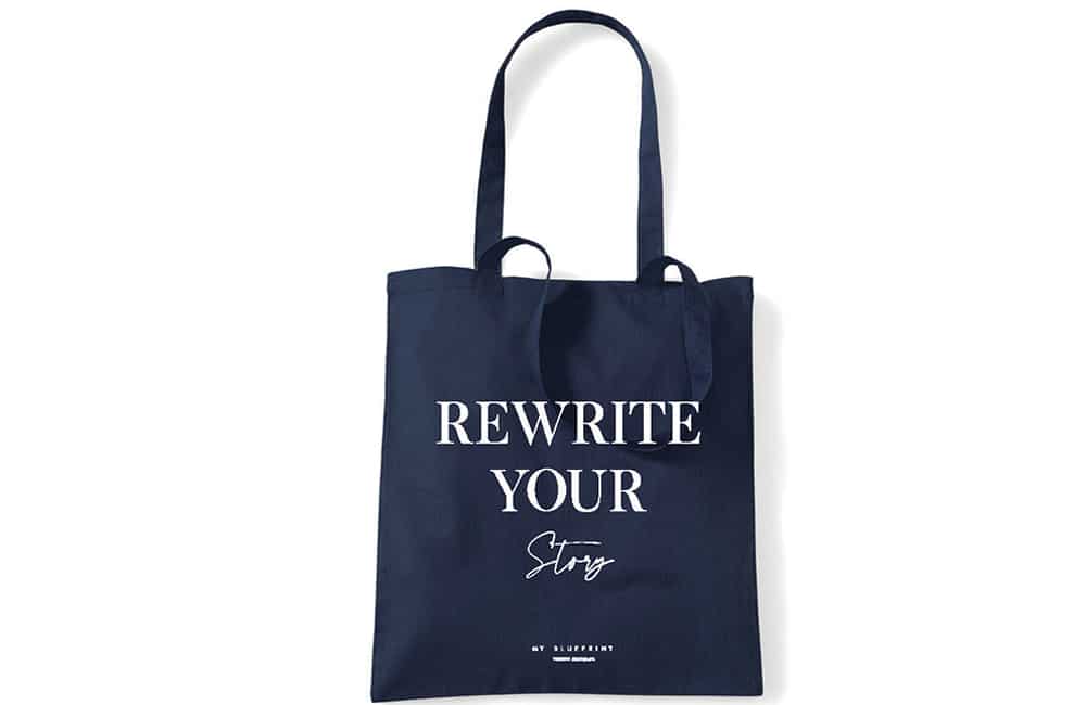 MyblueprintVF - Totebag 2021 -Rewrite Your Story - Bleu - Marine - lifestyle Rêves Développement Personnel Slow Living