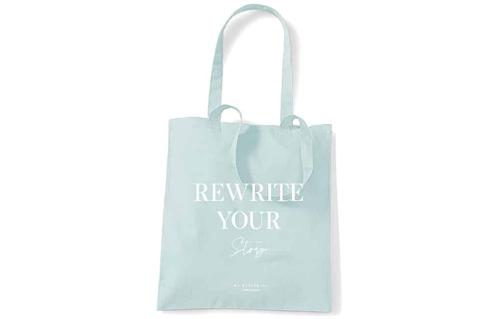 MyblueprintVF - Totebag 2021 -Rewrite Your Story - Bleu - Mint - lifestyle Rêves Développement Personnel Slow Living