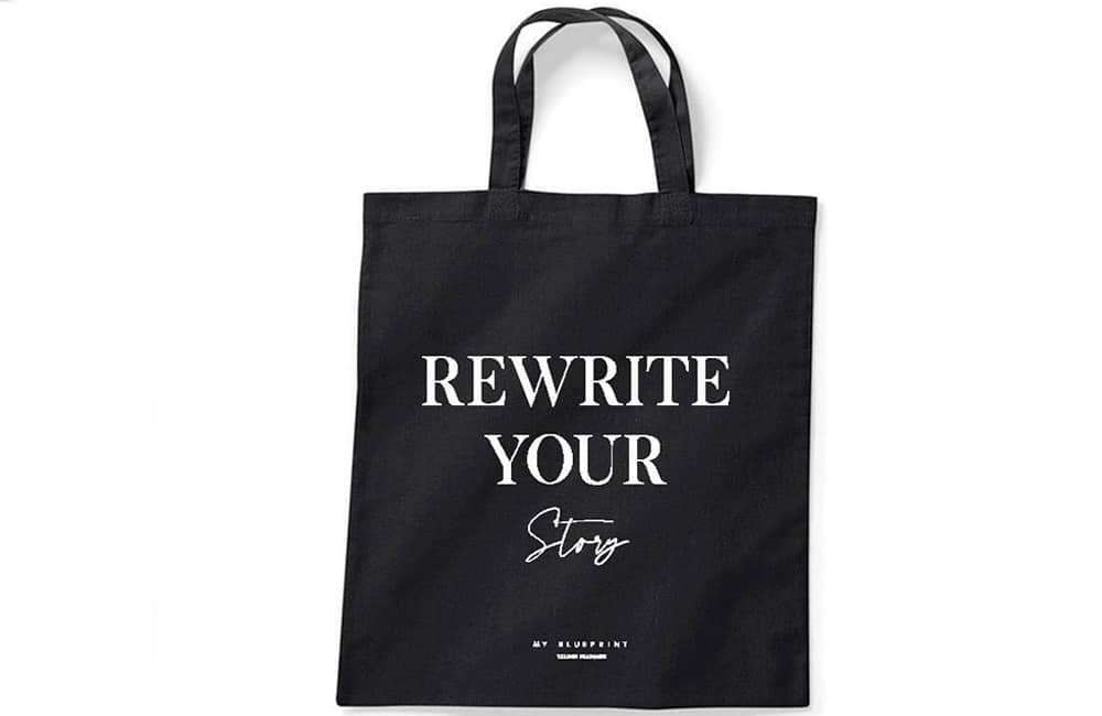 MyblueprintVF - Totebag 2021 -Rewrite Your Story - Noir - lifestyle Rêves Développement Personnel Slow Living