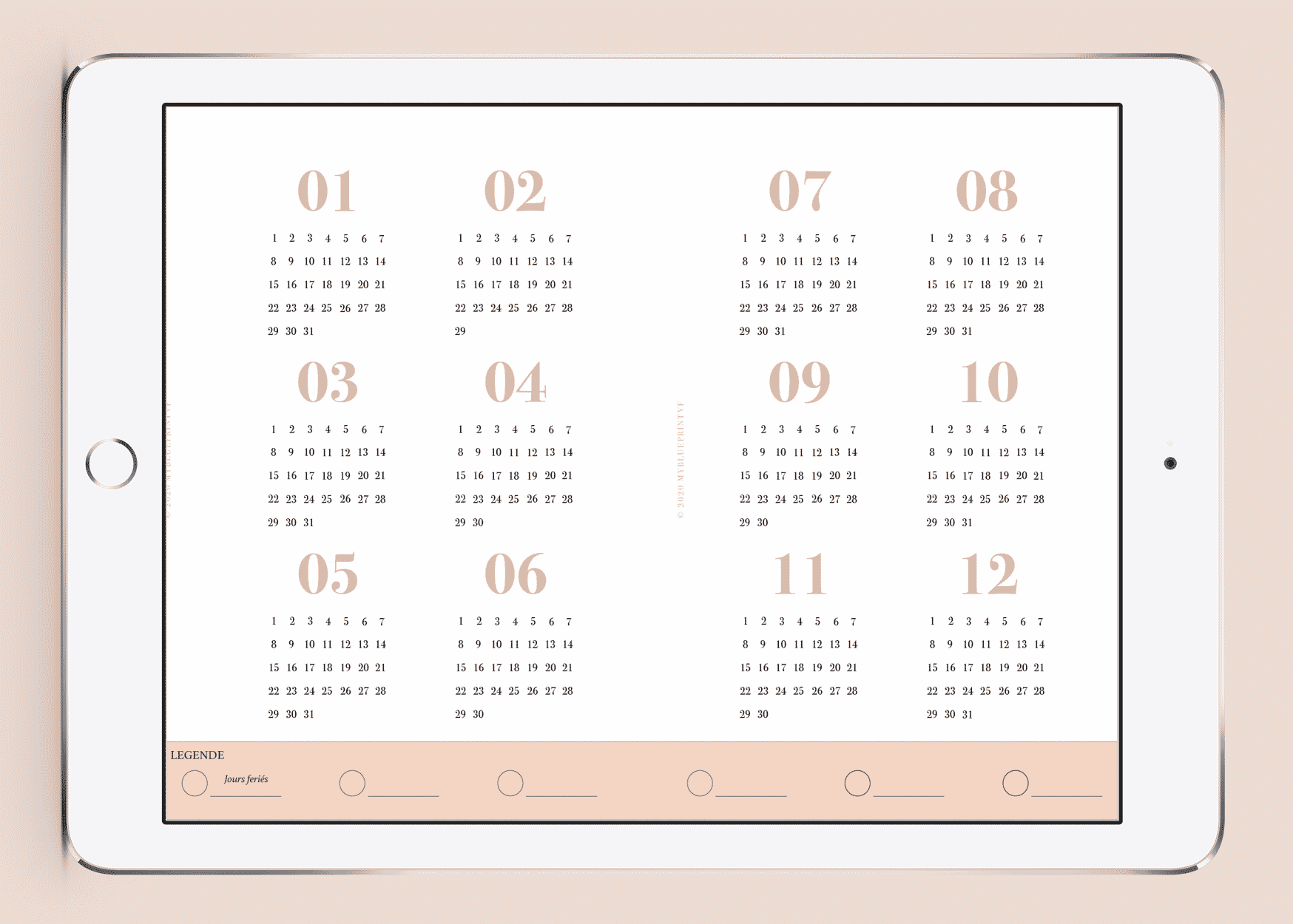 Myblueprintvf - Planner Digital Non-date pdf agenda rêves developpement personnel calendrier annuel