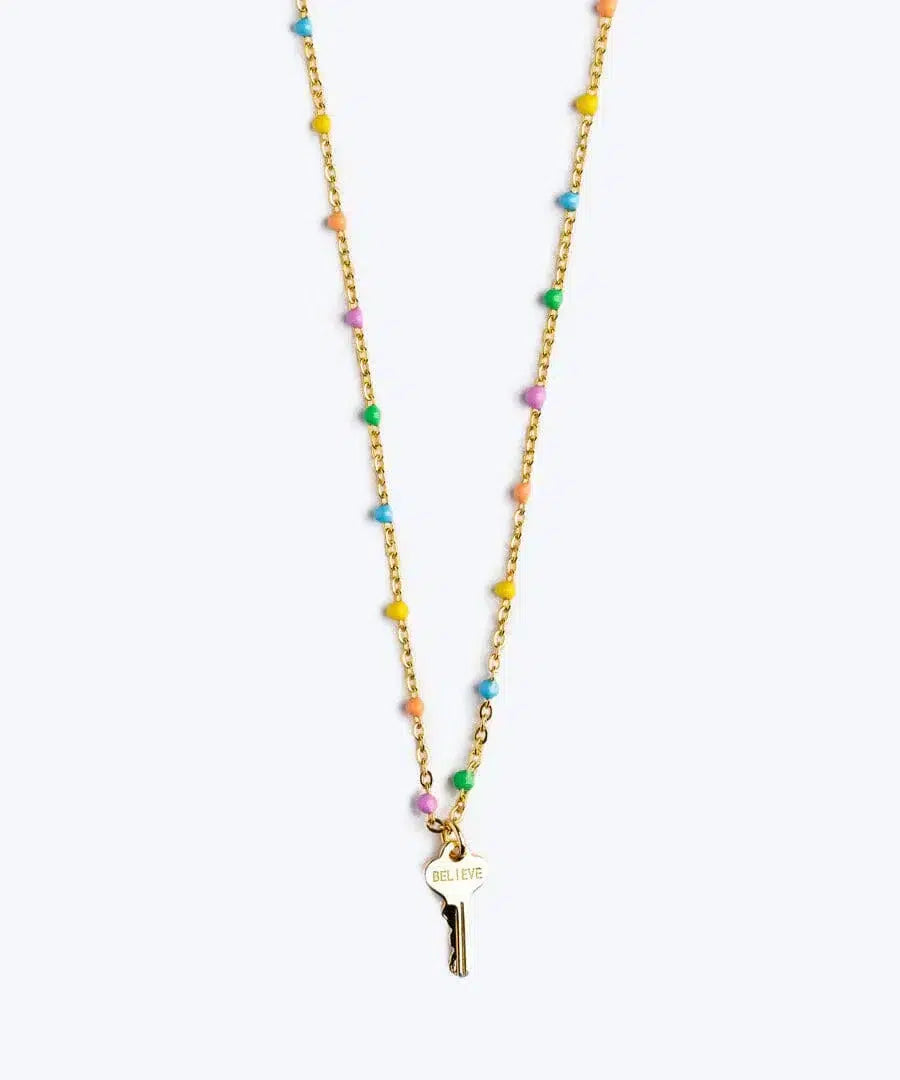 Giving keys – Collier Mini Clef Perlé Rainbow